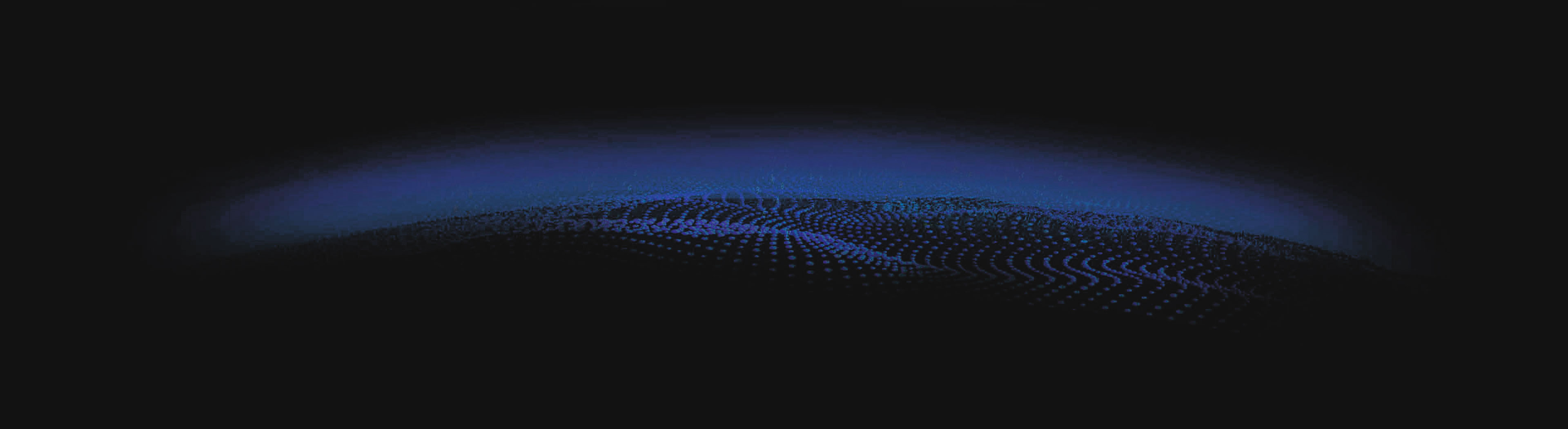 A slightly curved blue line on a black background represents a digital globe of the Earth, with subtle blue lights indicating data layers resting on top